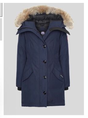 Canada Goose Navy Down Parka with Fur-Trim Hood